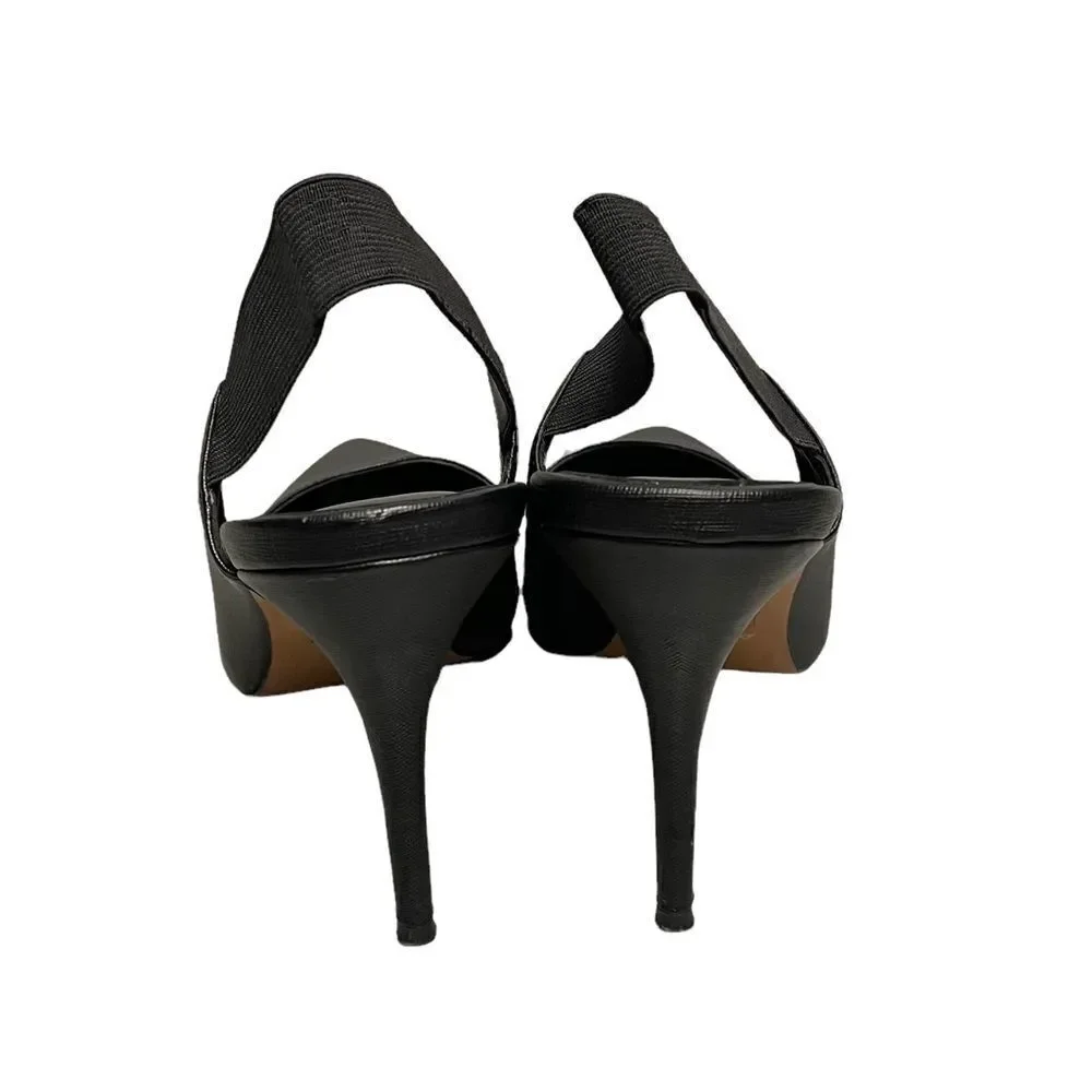 ALDO Black Leather Pointy Toe Slingback Pumps High Heels 9